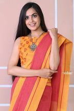 Very Much Indian Traditional Patteda Anchu Ilkal Handloom Saree-Disperse Orange - Distacart