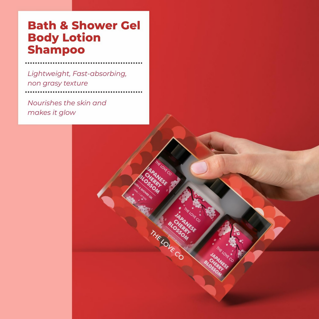 The Love Co. Japanese Cherry Blossom Bath And Body Care Gift Set Box Kit