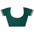Joban Fashion Dark Green Jacquard Woven Pattern Lichi Soft Silk Banarasi Saree
