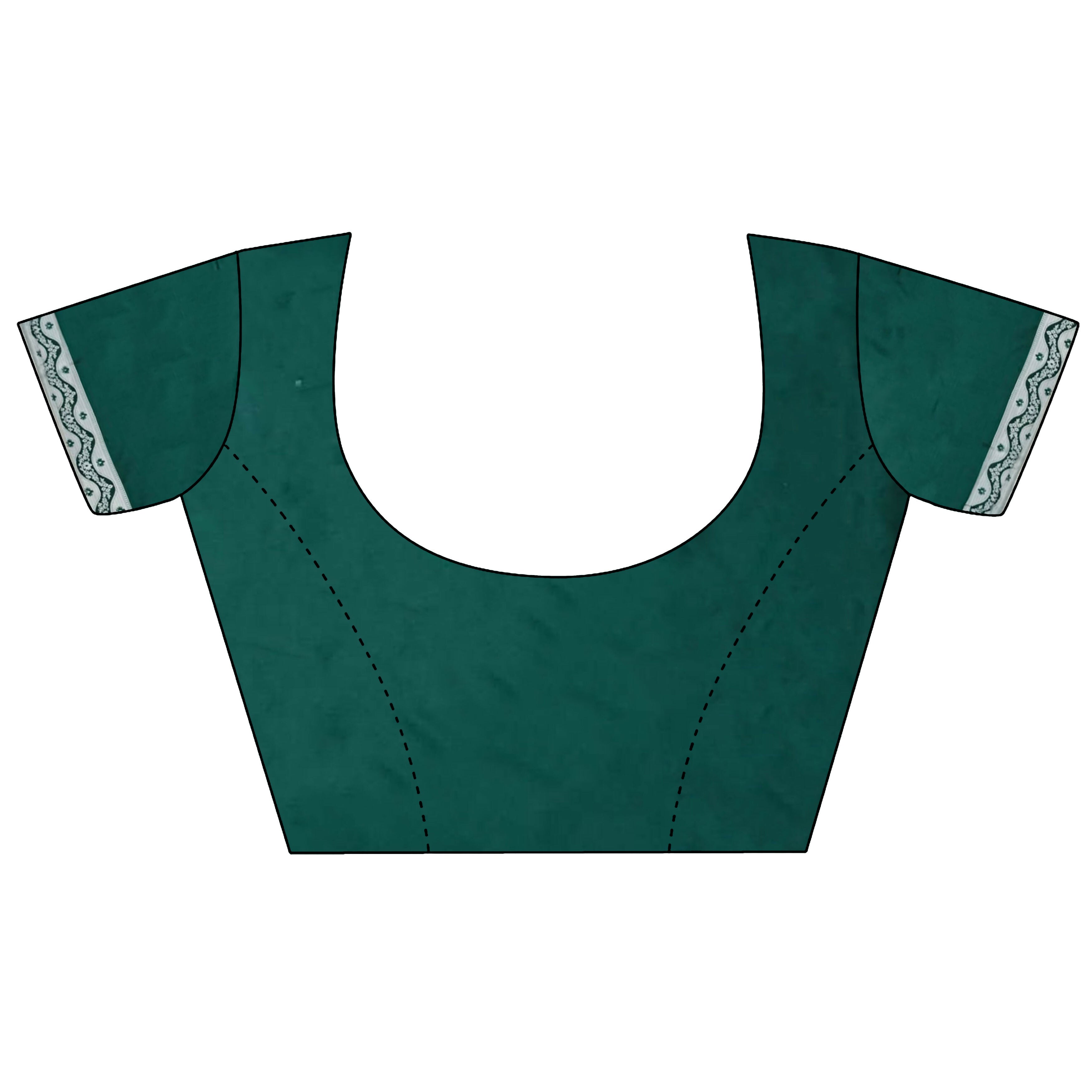Joban Fashion Dark Green Jacquard Woven Pattern Lichi Soft Silk Banarasi Saree