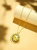 Nuyug 18K Gold-Plated Zircon Studded Minimal Chain Textured Surface Pendant Necklace