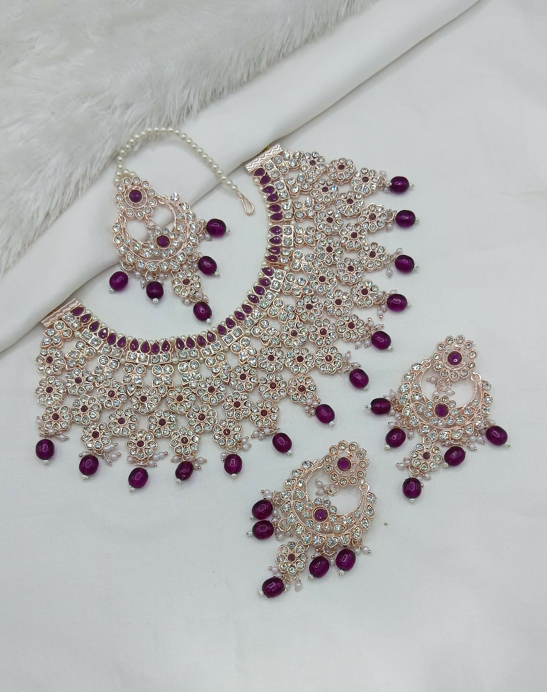 Joban Fashion Ruby Stone Work Necklace Set