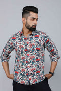Miravan Men's Multi-Colour Floral Print Partywear Shirt