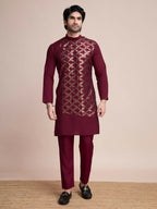 Vastranavya Traditional Festival Wear Pure Silk Thread & Sequence Embroidered Work Kurta