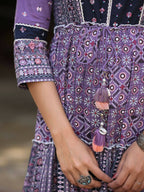 Juniper Women's Lavender Printed Tiered Dress - Distacart
