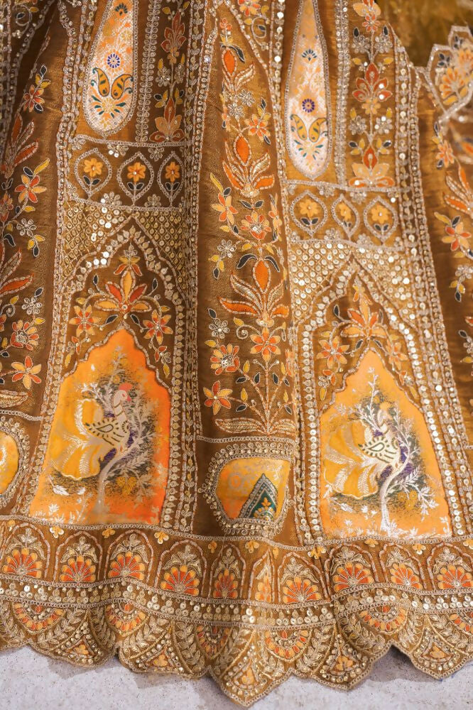 Kesar Fab Dark-Mustard Banarasi Silk Hand_Woven Lehenga