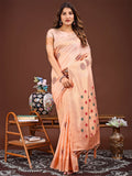 Shree Shyam Fashion Neerja Orange Linen Cotton Saree