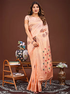 Shree Shyam Fashion Neerja Orange Linen Cotton Saree