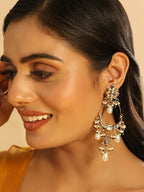 Nuyug 22K Gold Plated Crescent Kundan Drop Pearl Chandbali Earrings - Distacart
