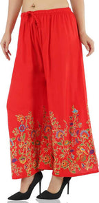 Mominos Fashion Red Floral Design Palazzo
