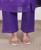 Miravan Womens Purple Floral Printed Angrakha Style Kurta With Palazzo - Distacart
