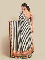 Partywear Designer Black & White Bright Moss Fancy Saree - Durga