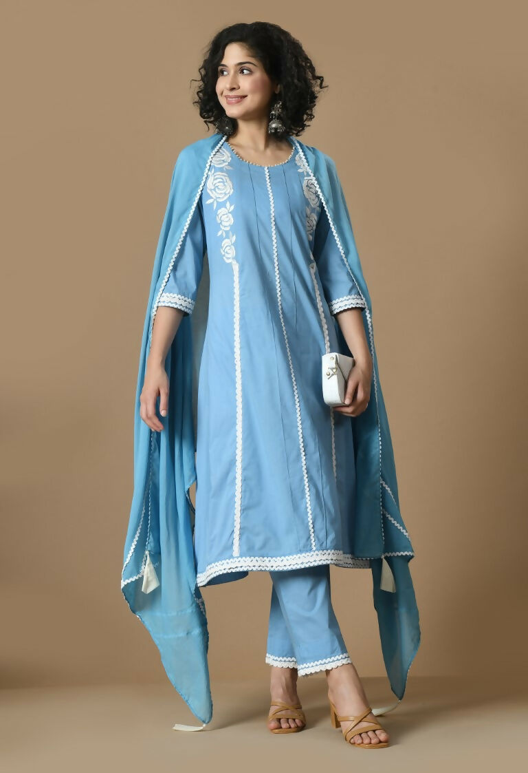 Joban Fashion L.Blue Cotton Kurta Set