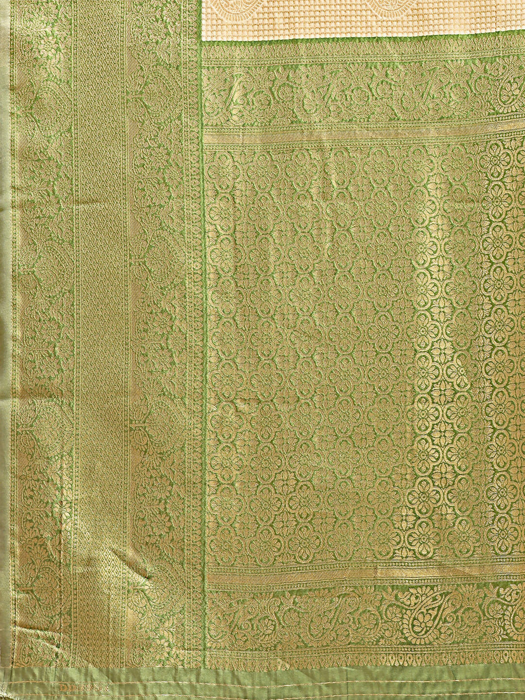 Shree Shyam Fashion Aura Silk Cream Light Green Banarasi Silk Saree