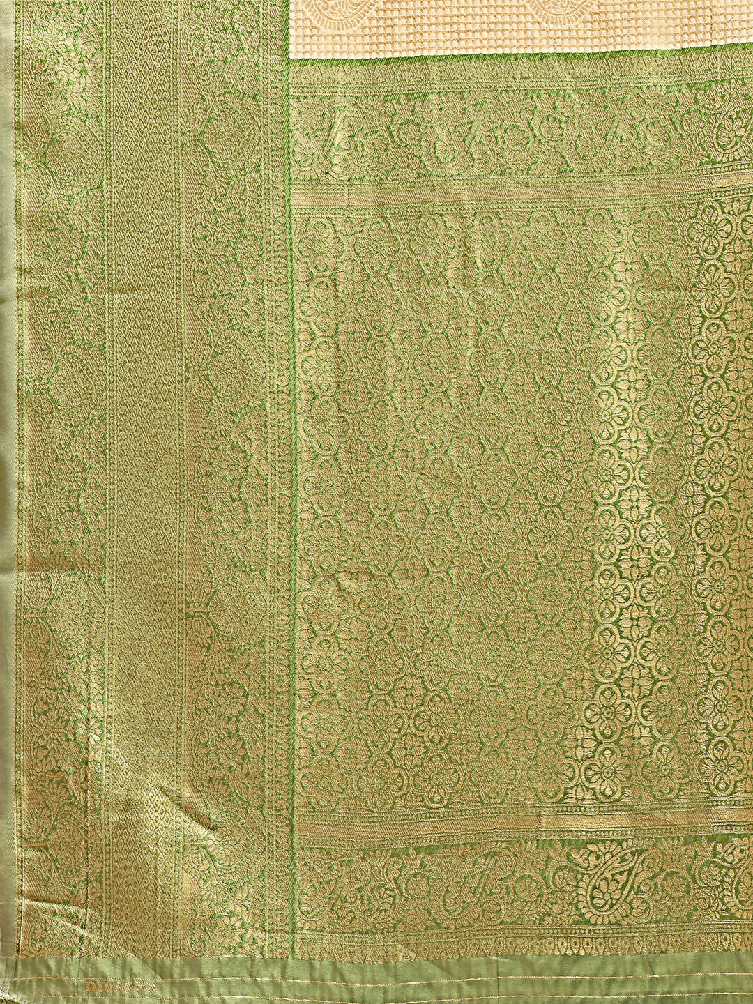 Shree Shyam Fashion Aura Silk Cream Light Green Banarasi Silk Saree