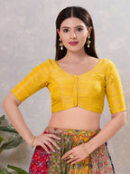Joban Fashion Women Silk Yellow Stitched Blouse