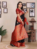 Joban Fashion Banarasi Black Small Butti Soft Silk Saree - Distacart