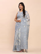 Shree Shyam Fashion Linen Cotton Grey Saree - Distacart