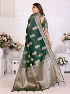 Aastha Fashion Green Soft Organza Silk Weaving Saree - Distacart