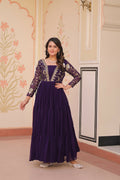 Joban Fashion Purple Georgette Sequence Embroidery Work Dress - Distacart