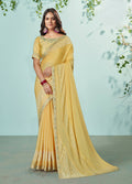 Mustard Silk Georgette Solid Saree With Unstitched Blouse Piece - Norita Ikshita