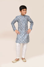 Joban Fashion Silk Navy Blue Kurta With Straight Fit Pant