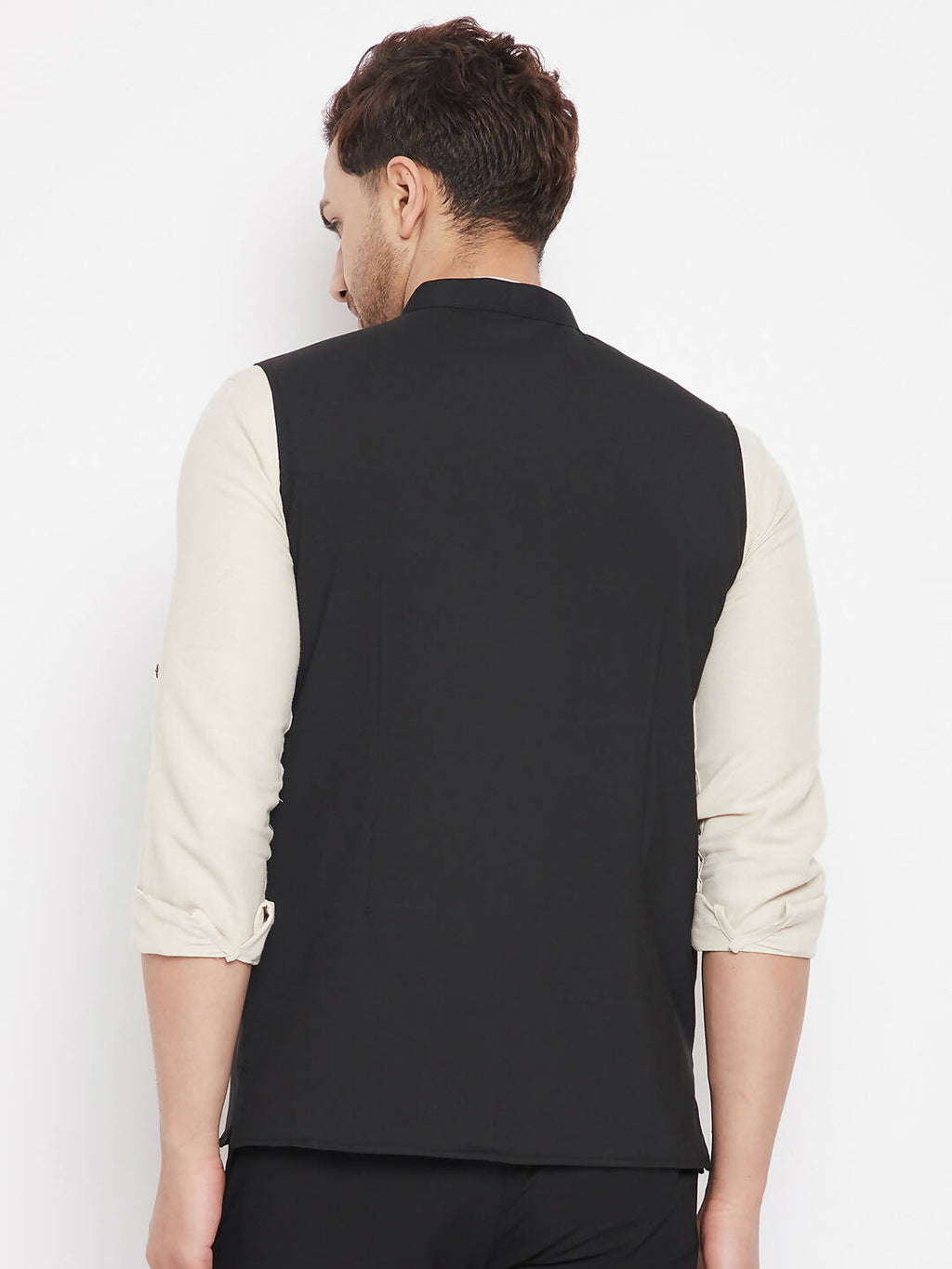Even Apparels Black Merino Men Woven Nehru Jacket PW668 - Distacart