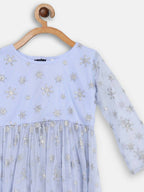 Ahalyaa Blue Net Kids Kurta Palazzo Sets For Girls