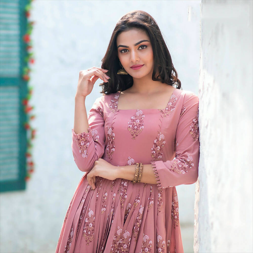 Partywear Designer Digital Printed Gajri Pure Maslin Gown - Anbazaar - Distacart