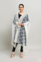 Joban Fashion White Cotton Embroidery Work Pakistani Karanchi Dupatta
