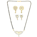 AanyaCentric Gold-Polished Mangalsutra with Pendant, 2 Pair Earrings