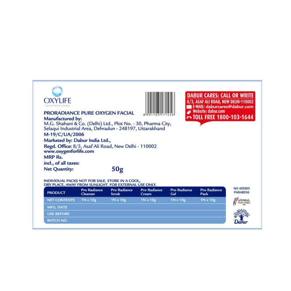 Oxylife Salon Professional Proradiance Pure Oxygen Facial Kit - Distacart