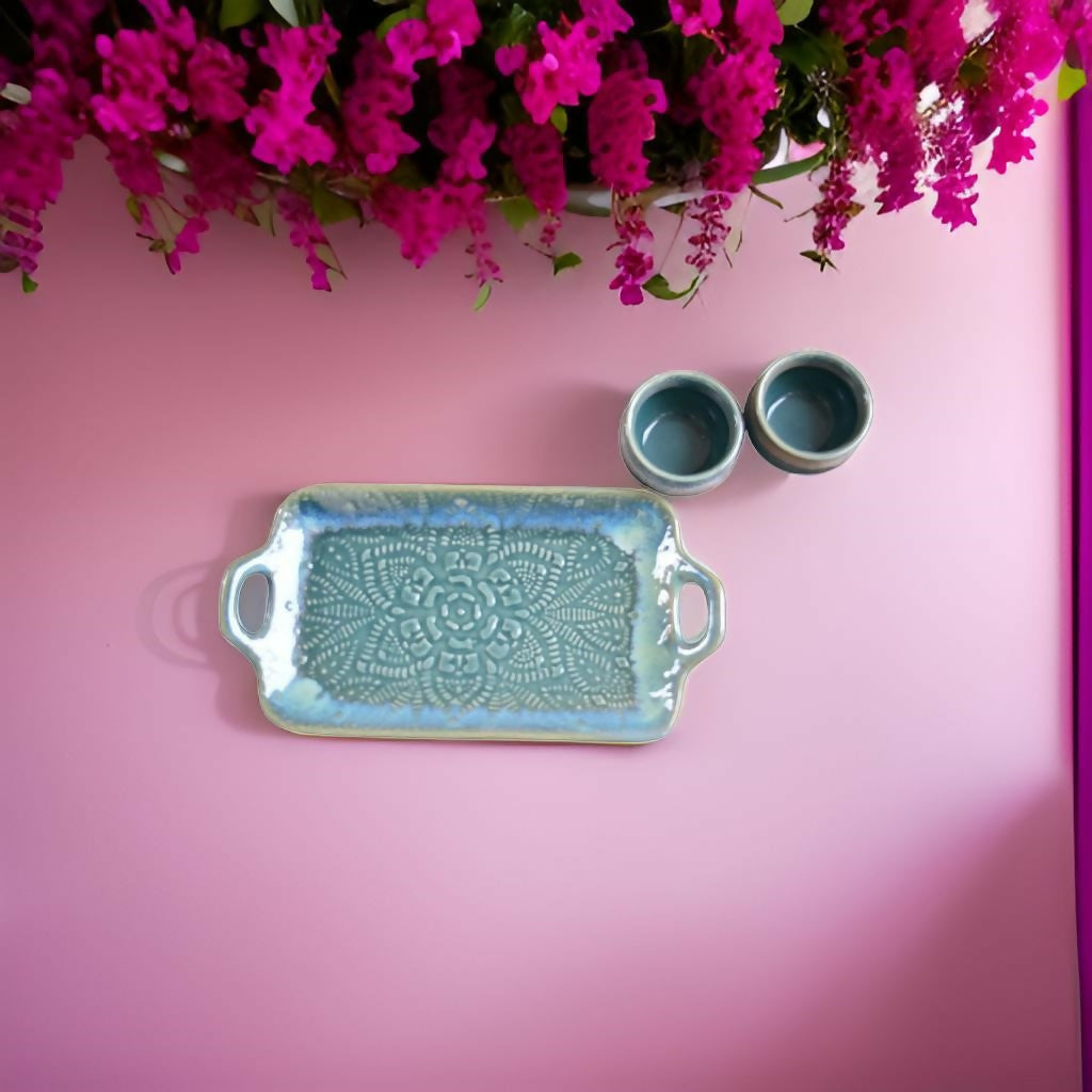 Collectibles India Flower Bloom Platter with Dip Bowls