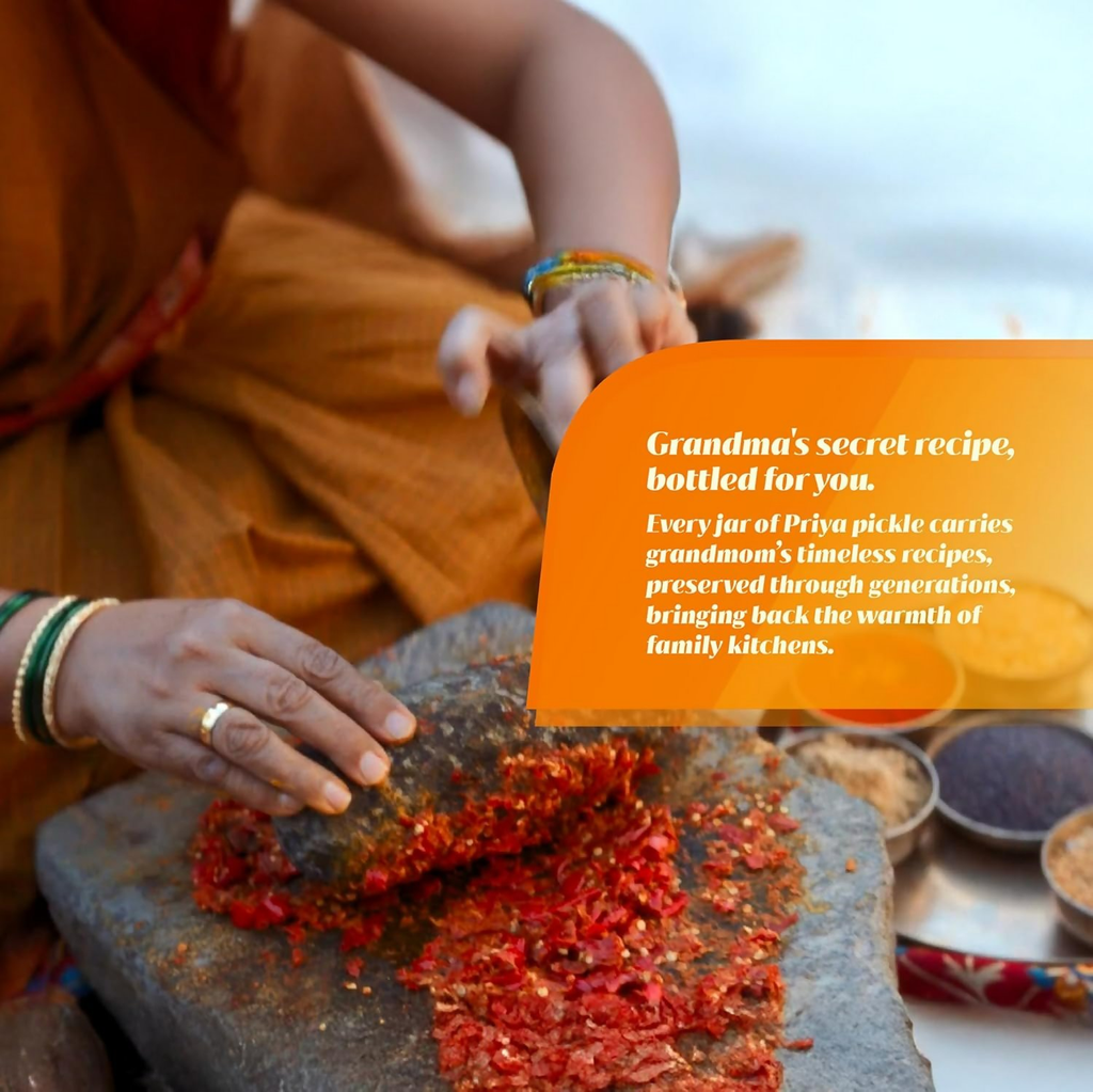 Priya Red Chilli Without Garlic Pickle - Distacart