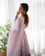Joban Fashion Pink Kurta Set Organza Sequin Embroidery Work - Distacart