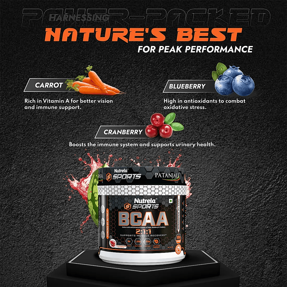 Patanjali Nutrela Sports BCAA Powder (Watermelon Flavour) - Distacart