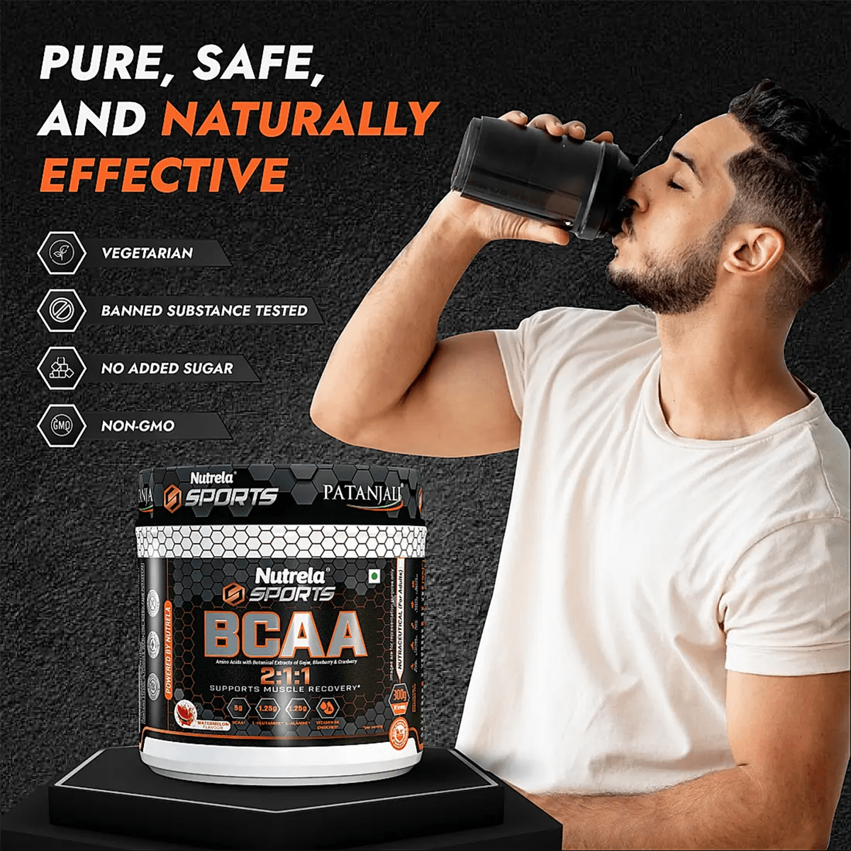 Patanjali Nutrela Sports BCAA Powder (Watermelon Flavour) - Distacart