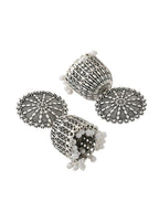 NVR Women Silver Toned Dome Shaped Jhumkas Earrings - Distacart