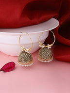 NVR Women Gold Toned Contemporary Jhumkas Earrings - Distacart