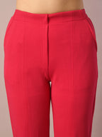 Myshka Women's Pink Solid Party Parallel Trousers