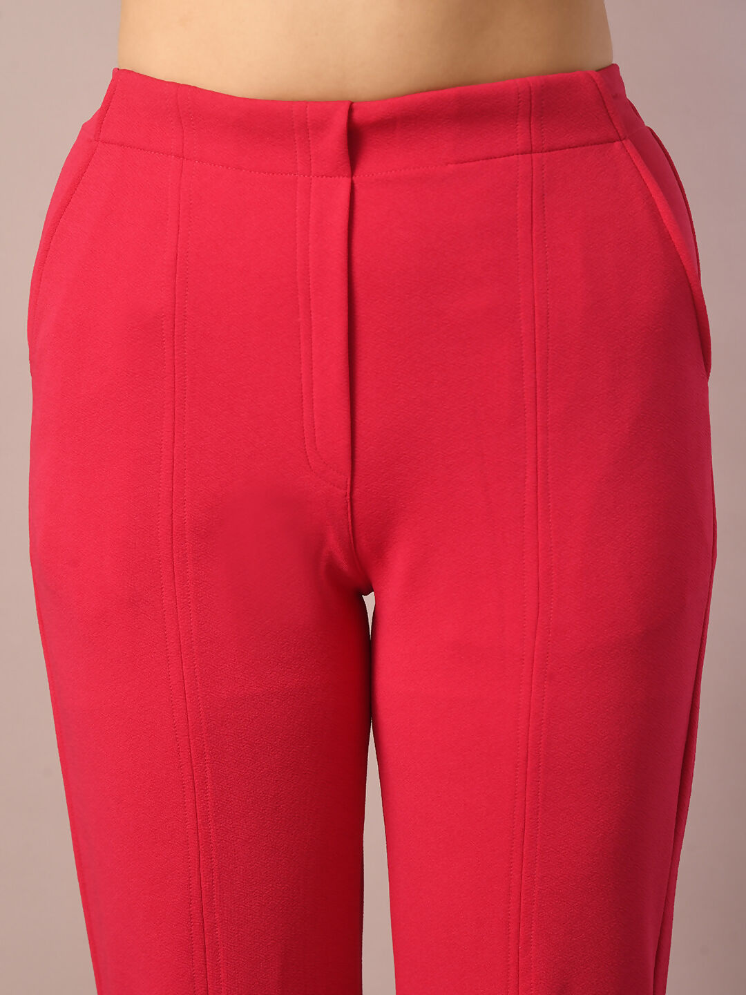 Myshka Women's Pink Solid Party Parallel Trousers