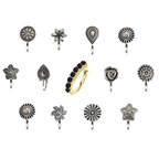 Thanu's Craft Oxidised Nose Pin Ring Studs Black Metal Germam silver Nosepin for Women