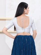 Joban Fashion Silver Tissue Elbow Sleeveless Back Open Blouse