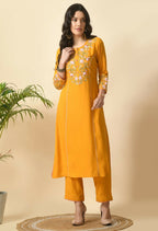 Joban Fashion Yellow Cotton Rayon Kurta Set