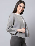 Even Apparels Grey Polywool Open Front Statement Women's Jacket (BF006)