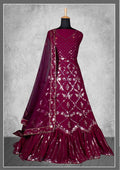 Wine Georgette Embroidery & Sequence Work Bridal lahenga Choli with Dupatta - Nimaya Pavitra Rista