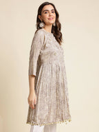 Grey Chiffon Paisley Printed Top - Himanshi