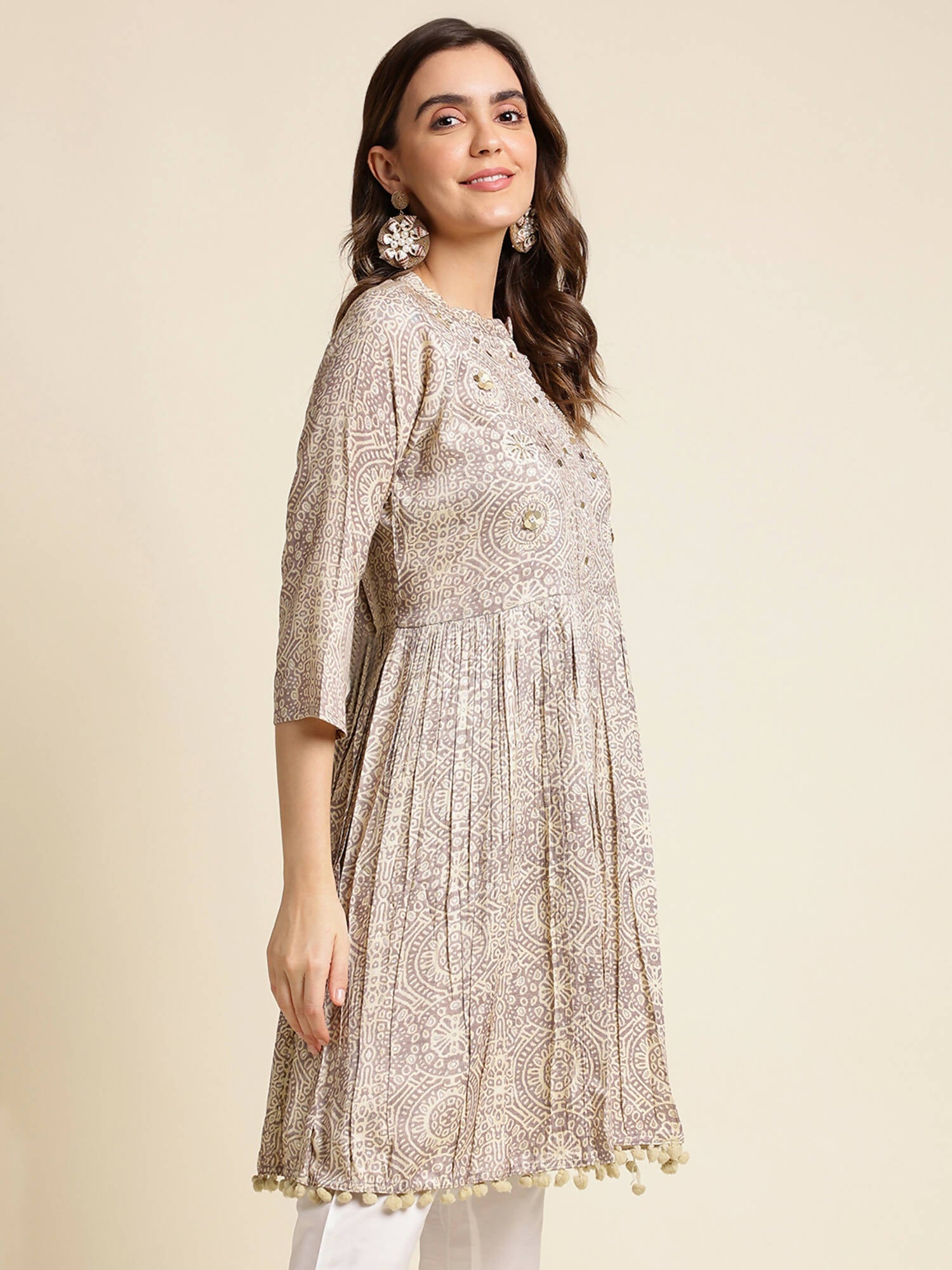 Grey Chiffon Paisley Printed Top - Himanshi