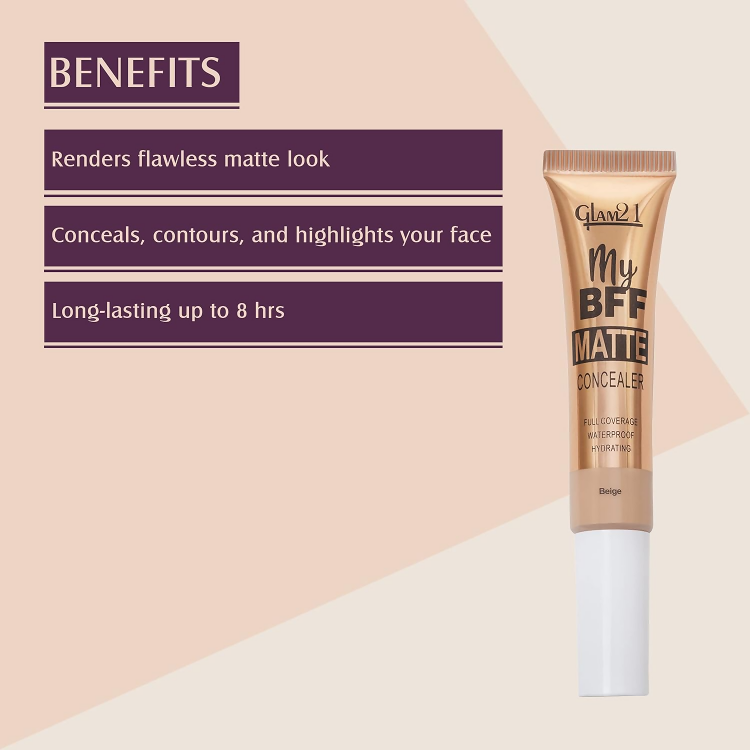 Glam21 My BFF Matte Liquid Concealer For All Skin Tone Matte Finish - Beige - Distacart