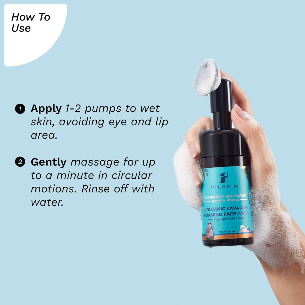 Pilgrim Volcanic Lava Ash Foaming Face Wash with Brush - Distacart
